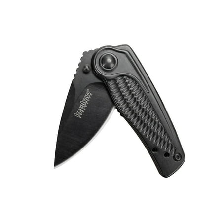 Kershaw Spoke (1313BLK); Pocket Knife with 2-In. Steel Blade and All Steel Handle, Both with Black-Oxide Finish; SpeedSafe Assisted Opening, Flipper, Secure Liner Lock, Reversible Pocketclip; 3.1