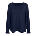 thumbnail image 4 of vigerkar Womens Long Sleeve Tunic Tops Fashion Loose Fit Dressy Tops Pleated Front Crewneck Shirts Business Casual Cute Tee (Navy, XL), 4 of 6