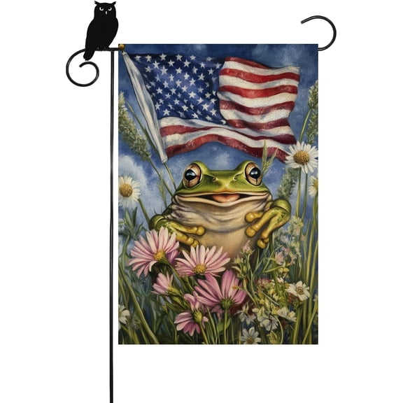 Patriotic Frog Decorative Garden Flag Double Sided 12 x 18 Inch Small Outdoor Yard Flower Home Decor
