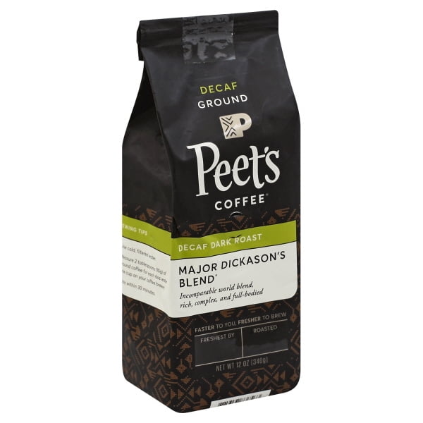 Peet's Coffee Major Dickason's Dark Roast Ground Coffee Decaf, 12 oz.