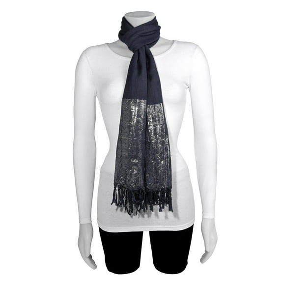 FB Jewels Charcoal/Metallic Silver Fashion Scarf