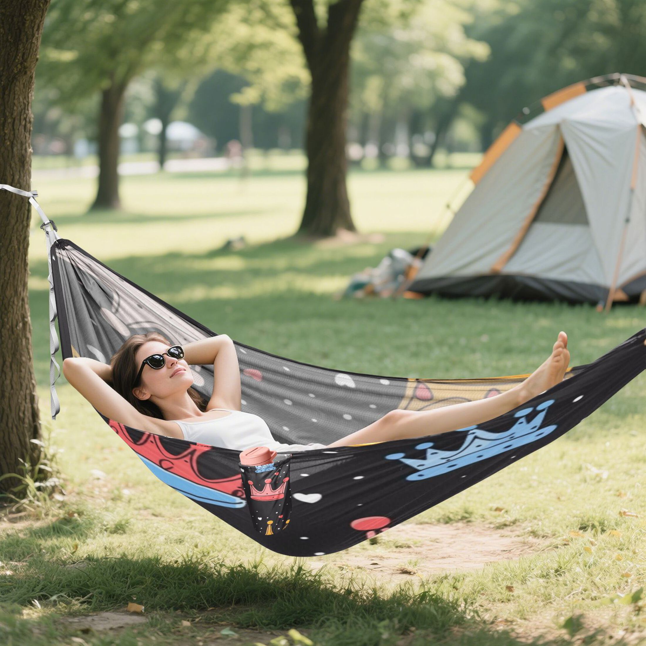 Hammock Camping Hammock Nylon Portable Hammock Travel Camping Hammock Cartoon Crown Cute