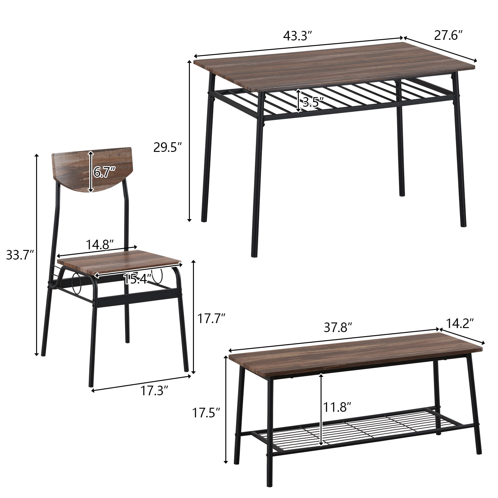 Ktaxon 6-Piece Dining Room Set Modern Kitchen Table Set with