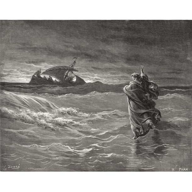 Posterazzi Dpi Engraving From The The Dore Bible Illustrating John Vi 19 To 21 Jesus Walking On The Sea By Gustave Dore 12 18 French Artist Illustrator Poster Print 44 17 X 13 Walmart Com Walmart Com