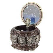 BHDD Vintage Music Box with 12 Constellations Rotating Goddess, Twinkling LED Light Rotate Music Box,Twinkling Resin Carved The Zodiac Mechanism Musical Box Gift for Birthday Christmas (Aries)