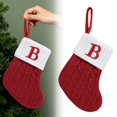 thumbnail image 2 of Christmas Stocking with Letter, Initial Embroidered Mini Cute Christmas Stockings Cotton Cord with White Super Soft Plush Cuffs Christmas Decorations, 1 Pcs, 6.0x7.0", 2 of 9