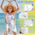 thumbnail image 5 of SEANATIVE Girls One Piece Swimsuits with Mesh Coverups Kid Teen Bathing Suit 2 PCS Swimwear Back Cutout Beachwear for Travel Beach Swimming Pools, Size 9-10, Tie-dye Star Yellow Violet Blue, 5 of 7