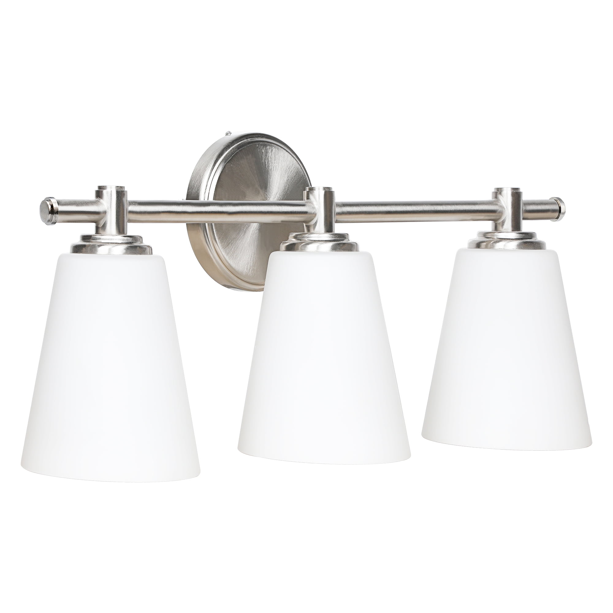 Lucere 3-Light Bathroom Vanity Lighting, 20.25” Contemporary Wall Light with Frosted Glass Shade, Brushed Nickel Finish, E26 Bulb Base (Bulb Not Included)
