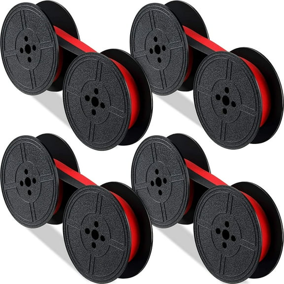 4 Pairs Universal Typewriter Ribbon Twin Spool Ribbon Twin Spool Replacement Pack for Most Typewriter(Red, Black)