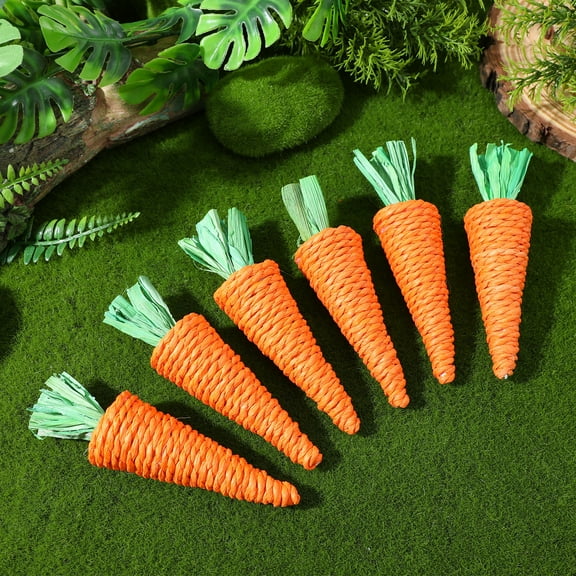Rabbit Molar Radish,6Pcs Pet Rabbit Woven Molars Relief Toys Carrot Toy Pet Woven Molar Toys Pet Supplies