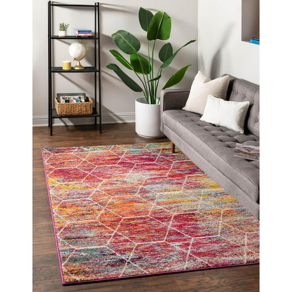 Unique Loom Trellis Frieze Collection Area Rug - Geometric (8' x 10' Rectangle Multi/Ivory)