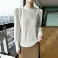 thumbnail image 2 of Dealovy Sweater for Women Puff Long Sleeve High Neck Pullover Tops Loose Fitted Solid Color Tunic Shirts, 2 of 3