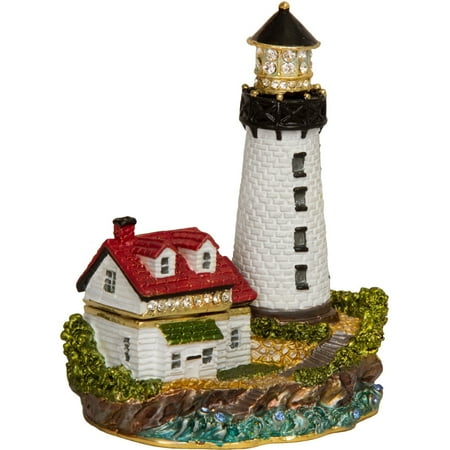 Bejeweled Trinket Box - Luxury Giftware by Jere Enameled Lighthouse Trinket Box