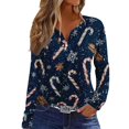 thumbnail image 3 of Mfakffe Christmas Womens T Shirts Long Sleeve V Neck Tops Comfortable Christmas Graphic Shirt Lightweight Pullover Tee, 3 of 5
