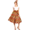 thumbnail image 5 of Sakkas Ama Women's Vintage Circle African Ankara Print Midi Skirt with Pockets - 116-RedAztec - One Size Regular, 5 of 5