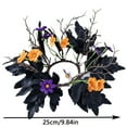 thumbnail image 3 of Halloween Candle Wreath - Black Artificial Flower Ring for Table Candlestick Display | Plastic Simulation Floral Decor | 9.84in Diameter | 1 Pc | Reusable Prop, 3 of 6