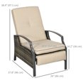 thumbnail image 3 of Outsunny Outdoor Rattan Recliner with Adjustable Back Footrest and Cushion, 3 of 10