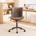 thumbnail image 6 of Kidol & Shellder Armless Desk Chair, Soft Faux Leather Swivel Office Task Chair, Brown Same-Colored Bottom, 6 of 6