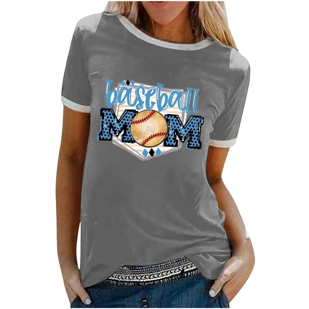 Camiseta holgada cómoda debajo de la cintura con cuello redondo y estampado elegante para mujer, blusa de manga corta, Tops informales OAVQHLG3B Store lin121212