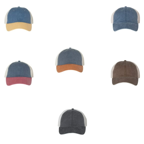 Sportsman - Trucker Cap Pigment Dyed Trucker Hat Cap | Size - Adjustable, Pack 6
