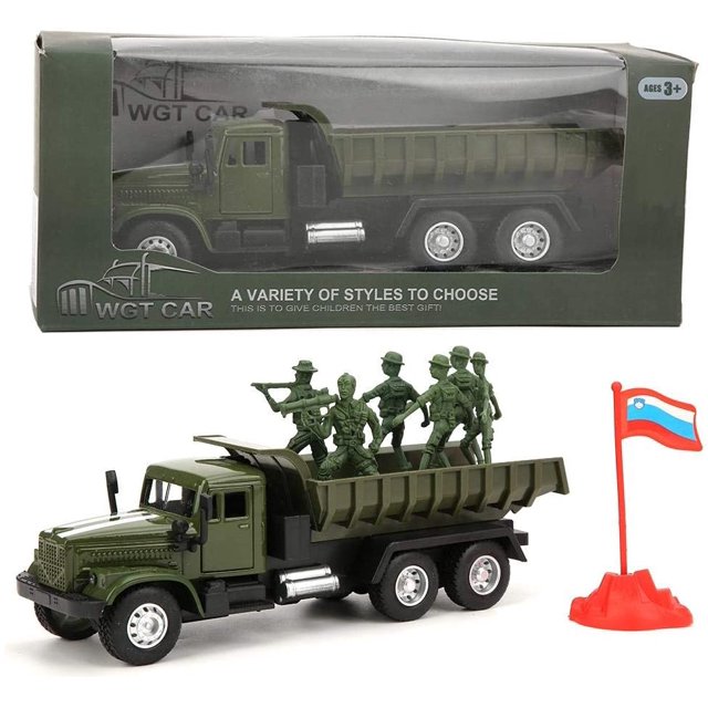 Coche de aleación a escala 1:43 con sonido y luz, camión militar, soldados de juguete, figura de acción, simulación, colección militar, decoración de vehículos en miniatura, regalos de cumpleaños par TUNC Sencillez