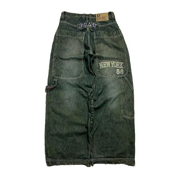 Pantalones vaqueros holgados de cintura alta para hombres y mujeres, ropa de calle, pantalones de pierna ancha, pantalones clásicos, Retro, bordado de letras, Hip Hop, años 90, Y2K