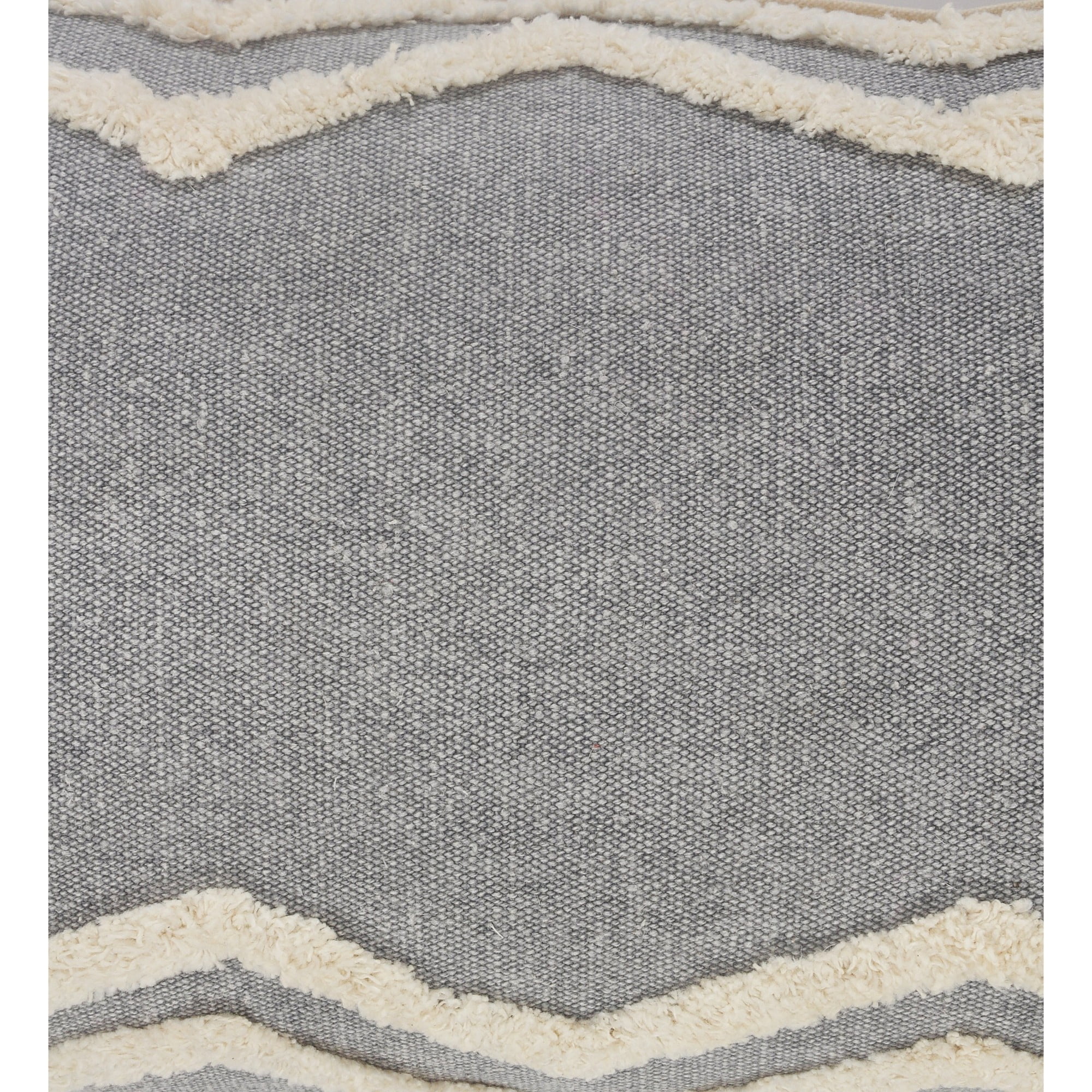 Laddha Home Designs Loomed Tufted Chevron Cotton Lumbar Pillow Cover - 36" - Gray and Cream