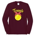 thumbnail image 2 of Wild Bobby, Tennis Mom Cute Bow Ribbon Tennis Ball, Mother's Day, Men Long Sleeve Shirt, Maroon, Medium, 2 of 3