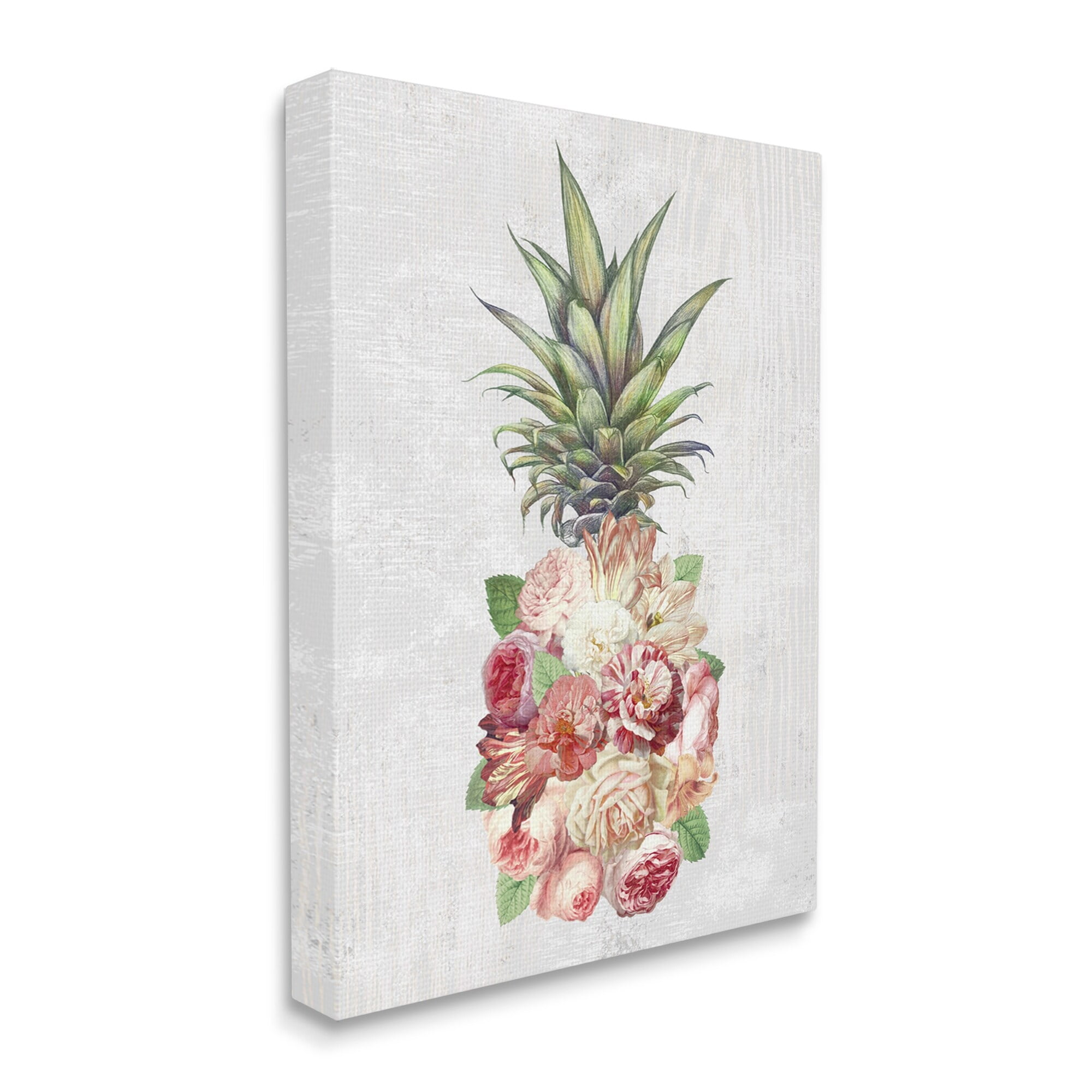 Stupell Industries Abstract Floral Pineapple Arrangement Pink Blooming  Flowers, 24 x 30,Design by Ziwei Li