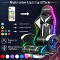 thumbnail image 3 of Hoffree Gaming Chair with Speakers and RGB LED Lights Ergonomic Massage Gamer Chair with Footrest High Back with Lumbar Support for Adults, 3 of 9