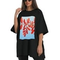 thumbnail image 4 of Plus Size Shirt for Women Black Tops for Women Short Sleeves Shirt for Women Red Sumac1 T Shirt Crewneck Shirt for Women 2XL, 4 of 5