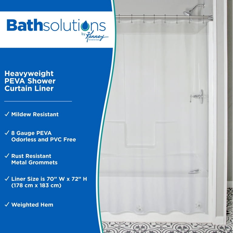 Kenney Heavyweight PEVA Shower Curtain Liner, 70x72, Clear photo 2