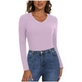 thumbnail image 3 of Annhoo Womens Long Sleeve Thermal Shirts Fall Winter V Neck Fleece Base Layer Tops Plus Size Basic Warm Undershirts, 3 of 6