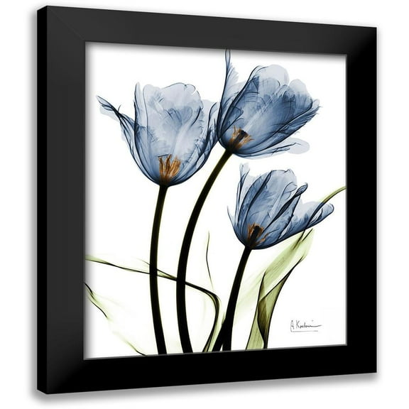 Koetsier, Albert 12x14 Black Modern Framed Museum Art Print Titled - Indigo Infused Tulips