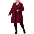 thumbnail image 2 of Agnes Orinda Women's Plus Size St. Patrick's Day Long Coats Notched Lapel Double Breasted Winter Coat with Pockets 4X Burgundy, 2 of 6