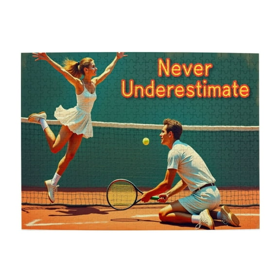 500 Piece Jigsaw Puzzle For Adults Tennis Match Active Couple Sport Competition Challenging & Fun Activity Unique Artwork Great Gift Idea 20.5X15In