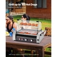 thumbnail image 2 of KFFKFF Rouleau à Hot-Dogs, 18 Hot-Dogs 7 Rouleaux, Cuiseur de Gril à Saucisses en Acier Inoxydable, Machine à Hot-Dogs Commerciale 1050 W avec Double Contrôle de Température, Couvercle, Boîte de Rangement Latérale, 2 of 9