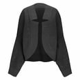 thumbnail image 2 of XPMWRP Women's Cropped Crochet Cardigan Coats Batwing Long Sleeve Knit Open Front Solid Color Fashion Jackets Black L, 2 of 8