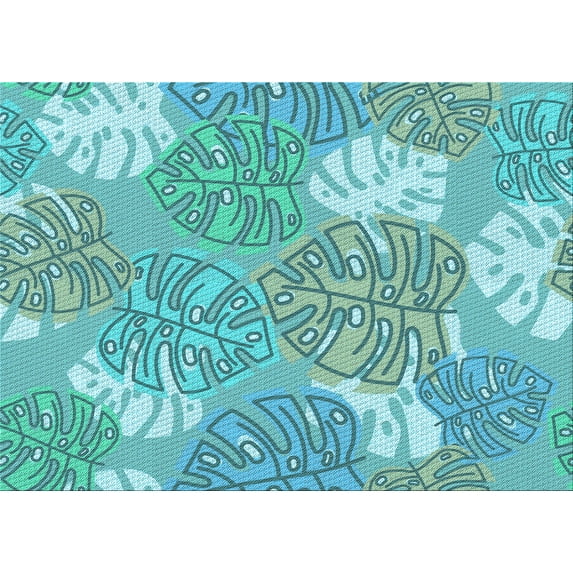 Ahgly Company Indoor Rectangle Patterned Light Sea Green Area Rugs, 7' x 10'