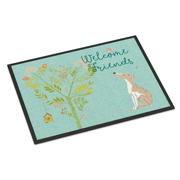 Carolines Treasures BB7626MAT Welcome Friends Whippet Doormat 18x27 27"L x 18"W multicolor