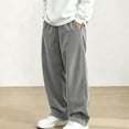thumbnail image 4 of Ahabrexf Boys Corduroy Pants, Wide Leg Straight Trousers, Elastic Waist, Side Pockets, Full Length, for Youth, Casual Daily Wear, 4 of 9