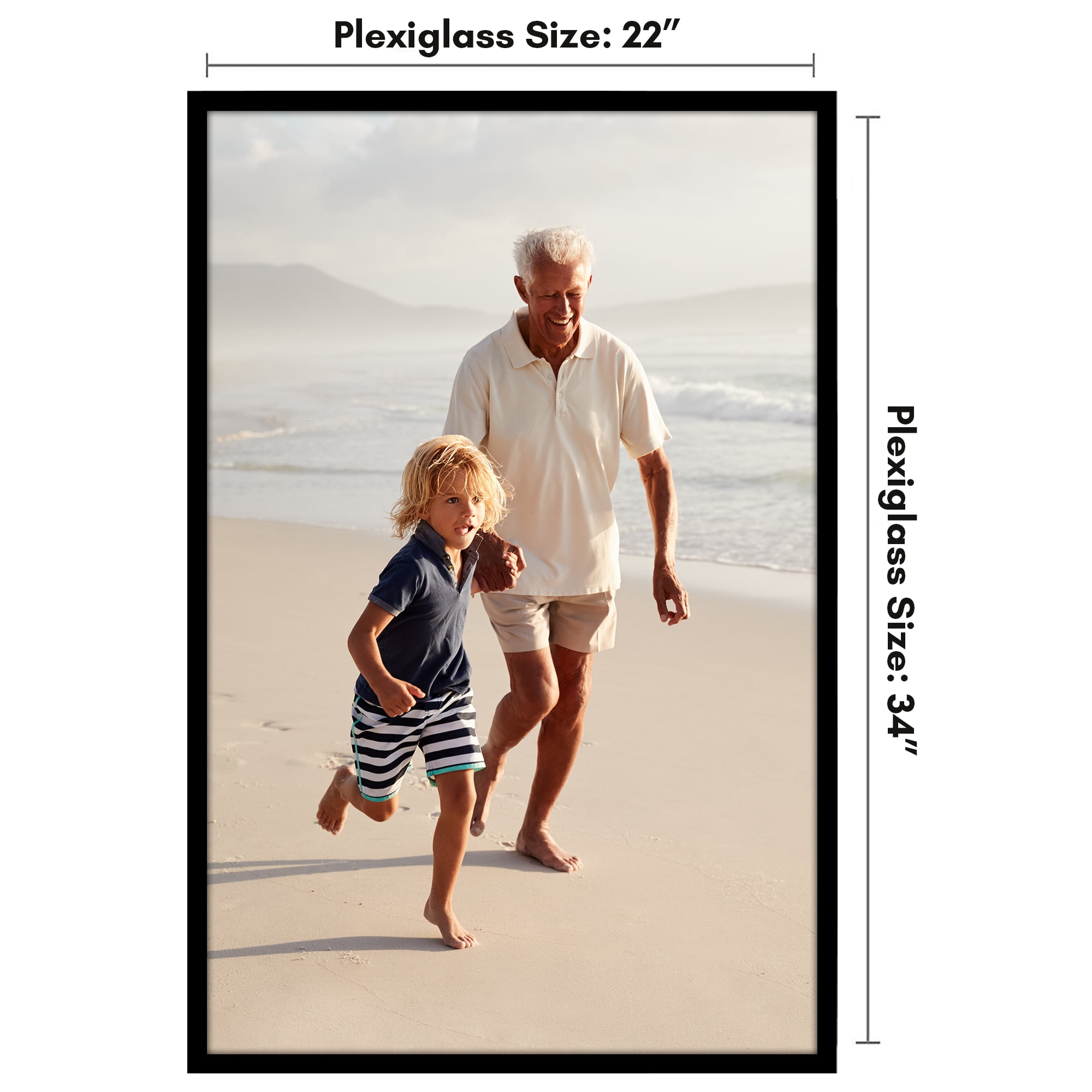 Americanflat 22x34 Poster Frame with Polished Plexiglass Streamline Collection Thin Border Wall - Black