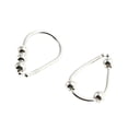 thumbnail image 3 of Sterling Silver 18mm 19 GA Upside Down Hypoallergenic Lightweight Wire Drop Threader Huggie Hoop Earrings for Women with 3 Beads, 3 of 8