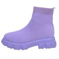 thumbnail image 2 of Women's Mid Calf Boots On Low Heel Sole Design for Everyday Casual Wear Travel Outfits and Outdoor Activities Comfortable Footwear,Color:Purple,Size:5.5, 2 of 9