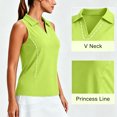thumbnail image 5 of Domzest Womens Golf Polo Shirts V Neck Sleeveless Workout Tank Tops Collared Tennis Athletic Lightweight Running Shirt Fluorescent Green S, 5 of 5