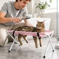 thumbnail image 2 of Pink Dog Grooming Hammock Stand,Dog Shower Chair | Pet Washing Station, Ear Cleaning, Bathing Use, Foldable Design, Secure Strap,Heavy-Duty Pet Bath for Small & Medium Dogs, Home Salon Grooming, 2 of 5