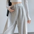 thumbnail image 1 of Pantalones anchos informales de dos piezas, holgados, de cintura alta y adelgazantes para mujer, de primavera y otoño, con cordón para combinar, 1 of 2