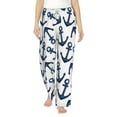thumbnail image 2 of Lsque Navy Blue Anchor Print Women's Pajama Pants, Lounge Pant - Comfortable Home Wear,Elastic Waistband, Stylish Design-Small, 2 of 9