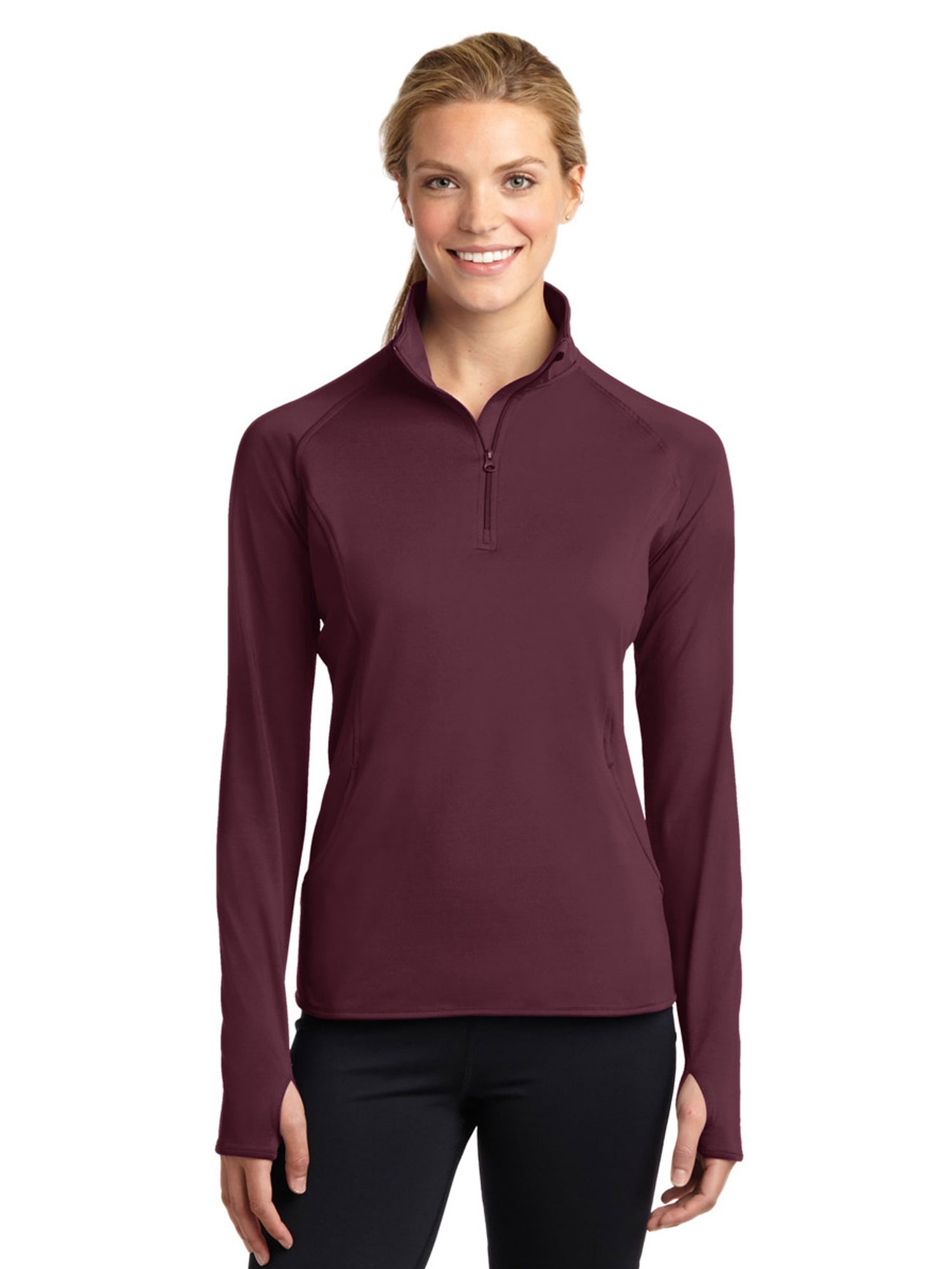 SportTek Women's SportWick Stretch 1/2Zip Pullover. LST850