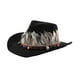 thumbnail image 4 of Sombrero vaquero con plumas occidentales, cómodo sombrero para el sol para viajes, vacaciones y fiestas al aire libre. Negro, 4 of 9